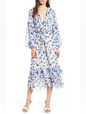 Misa Delyla Floral Print Midi Dress